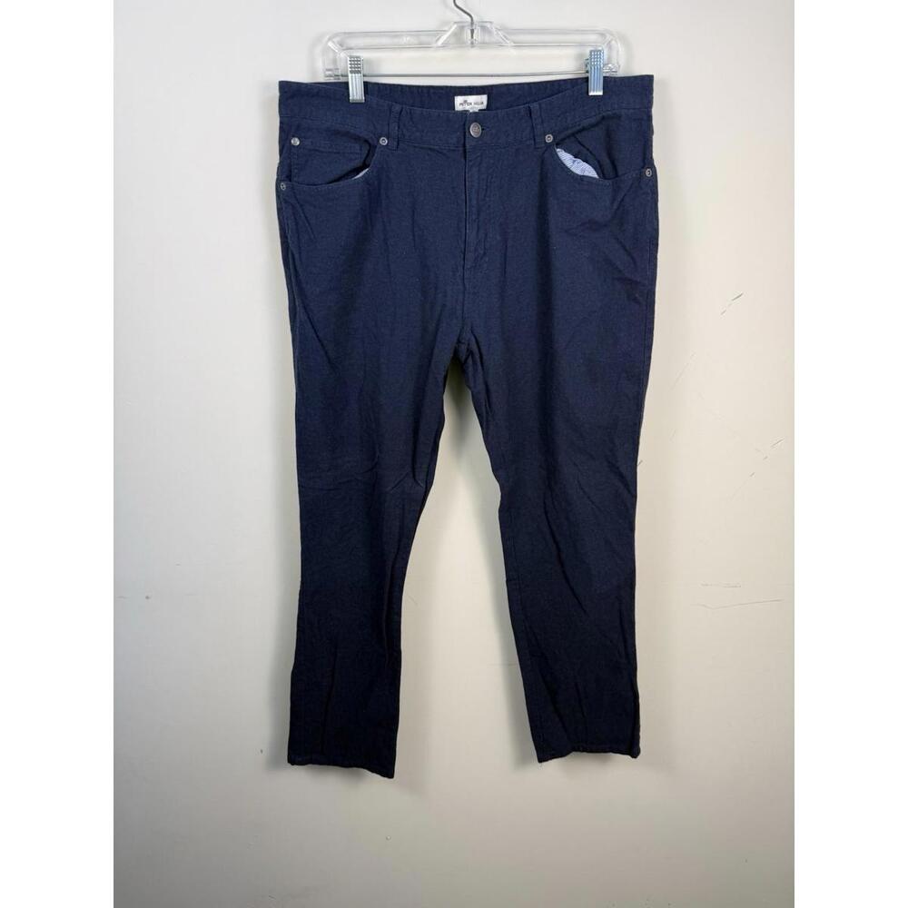 Peter Millar 36 x‎ 30 Five-Pocket Pants Blue Cotton Flannel Luxury Golf Chino